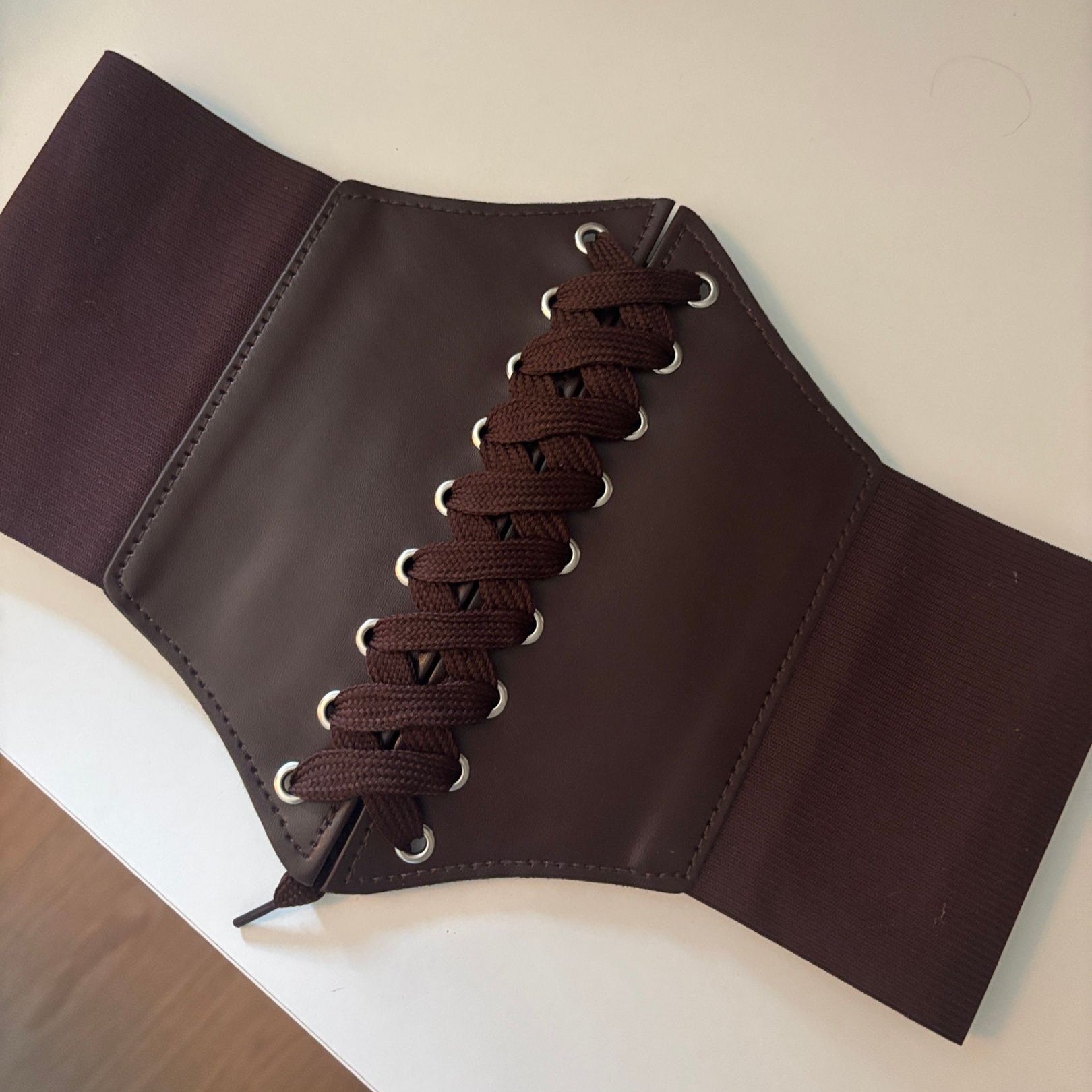 Chic Brown Velcro Lacing Corset Belt - Adjustable Pirate Costume Accessory